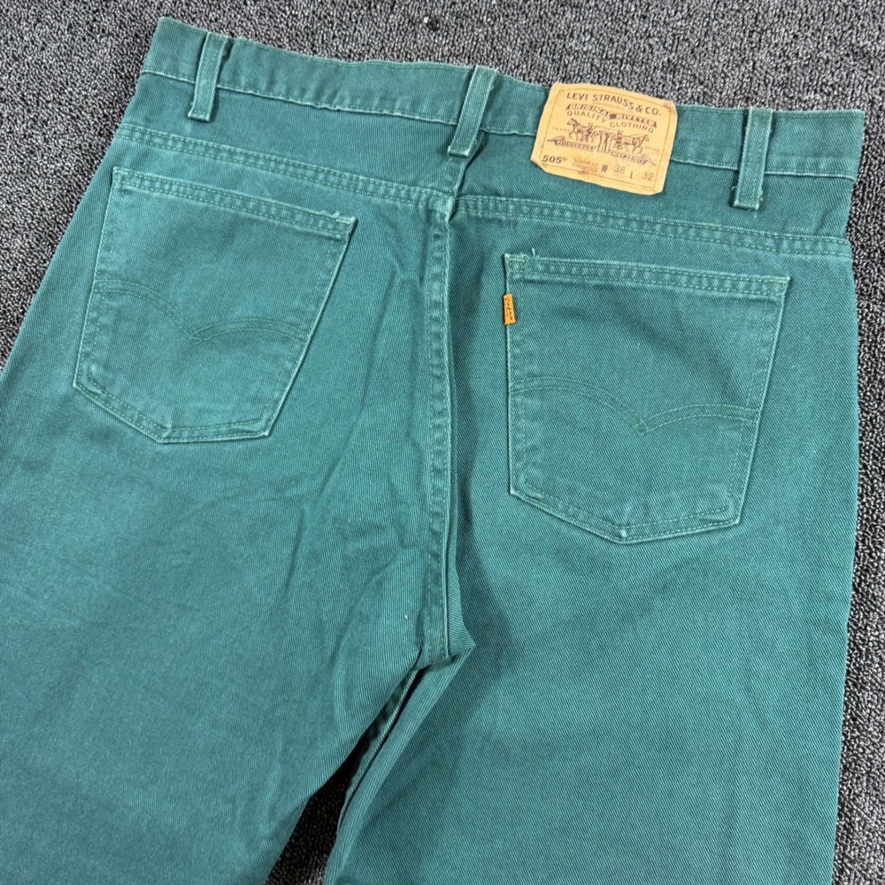 Vintage 90s Levi's 505 Orange Tab Jeans Men's 36x30 Green USA (Tag 38x32)